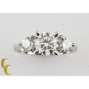 1.50 carat Round Brilliant 18k White Gold Engagement Ring w/ EGL Cert Size 4.5